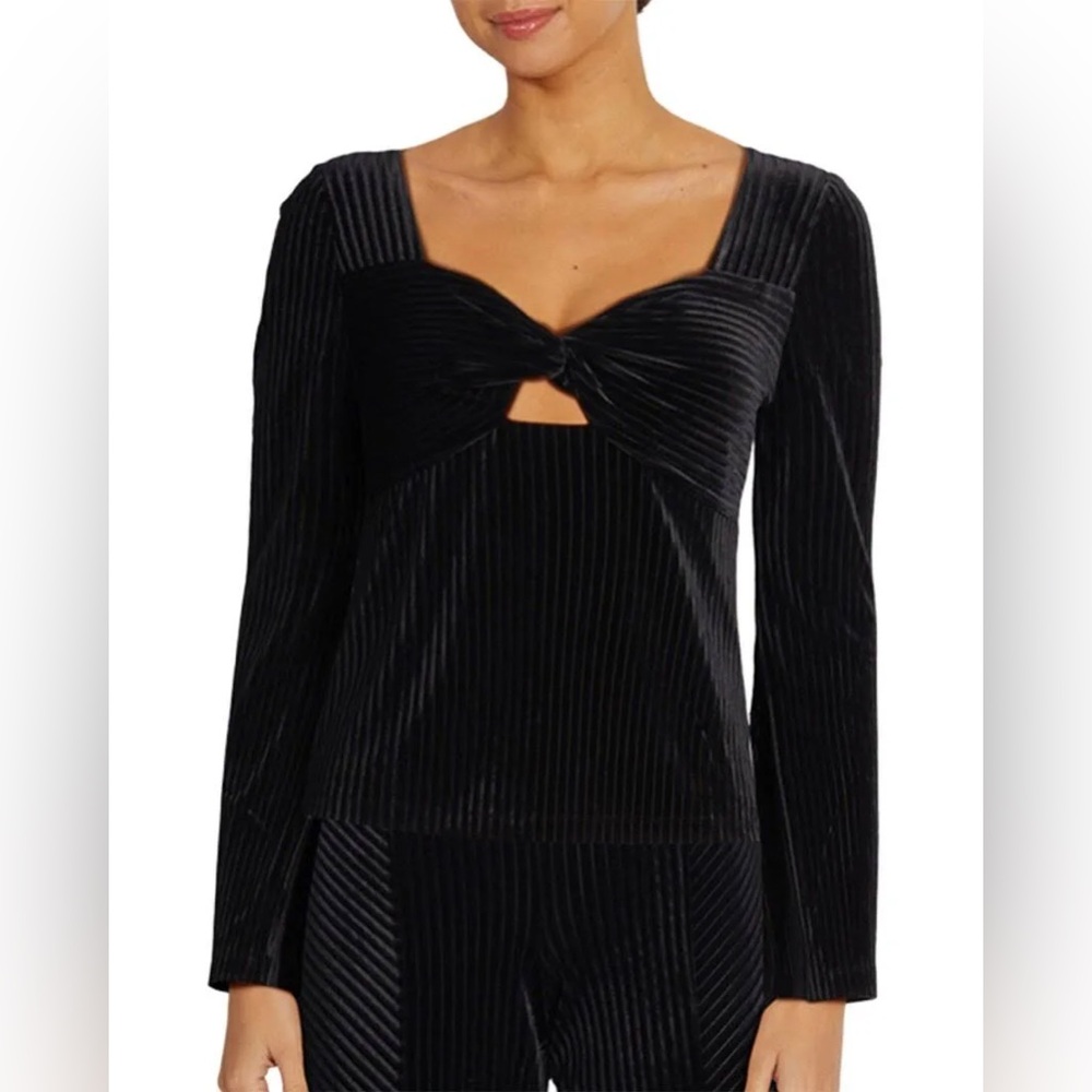 [wildfox] cairo cutout flared sleeve velvet stripe top black M